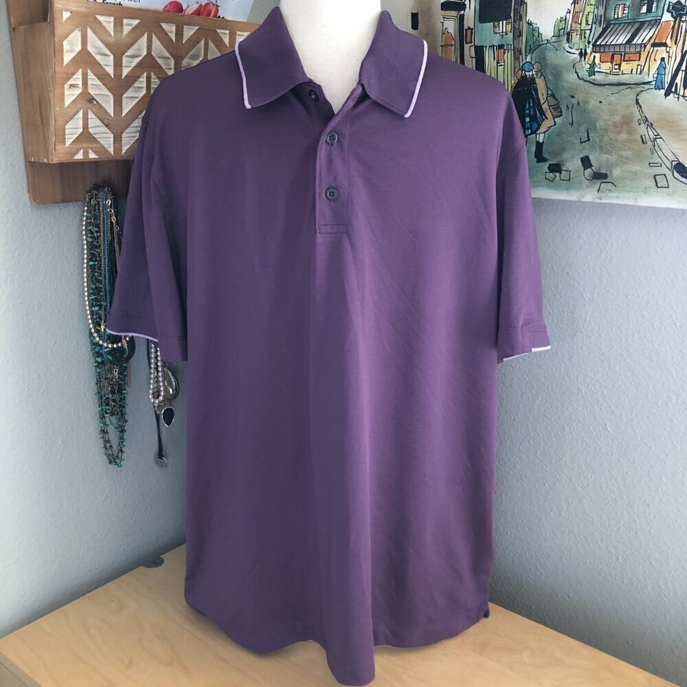 UNTUCKit Bennett Polo Shirt Men's size L Berry Purple & White Pique NEW